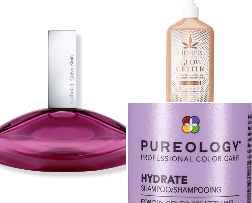 Body and beauty products cover photo collage