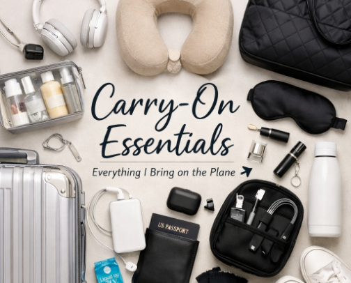 My Carry-On Essentials for a Relaxing Trip! cover photo collage
