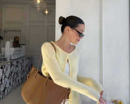 yellow cardigan women must need for fall 🍂 cover photo collage