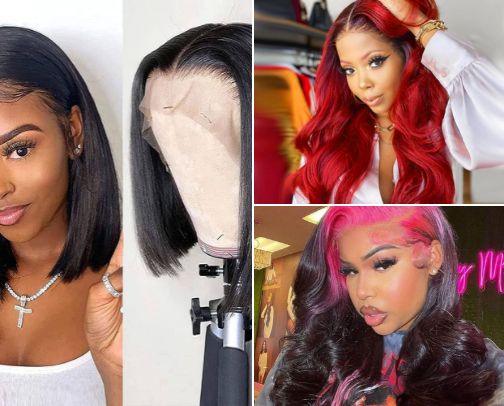 Glam & Gorgeous Wigs – Premium Human Hair, Lace Front, and Colorful Styles cover photo collage