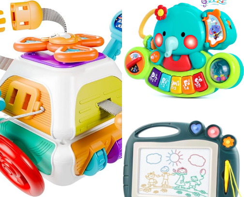 Road trip necessities for a toddler cover photo collage