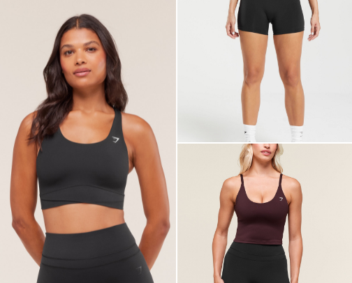 workout clothes and accessories cover photo collage