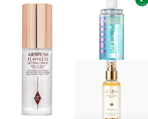 ✨ The Best Glowy Makeup Setting Sprays That Instantly Elevate Your Look cover photo collage