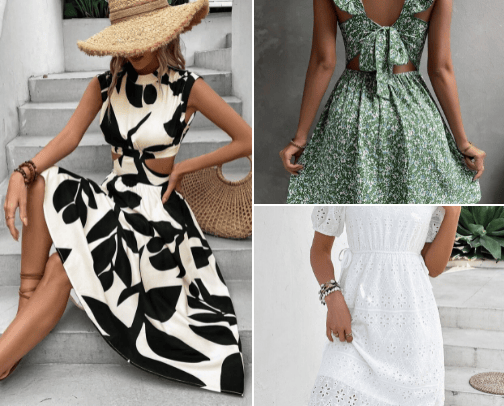 beautiful summer dresses shein☀️ cover photo collage