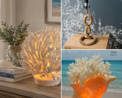 My Favorite Natural Coastal Lamps for a Breezy Space cover photo collage
