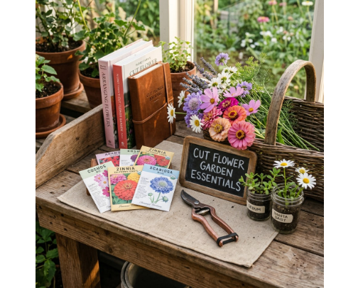 Affordable Cut Flower Cottage Garden Essentials & Inspiration cover photo collage
