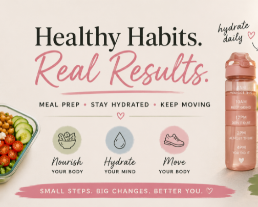 Healthy Lifestyle Essentials: Meal Prep, Hydration & Walking Favorites cover photo collage