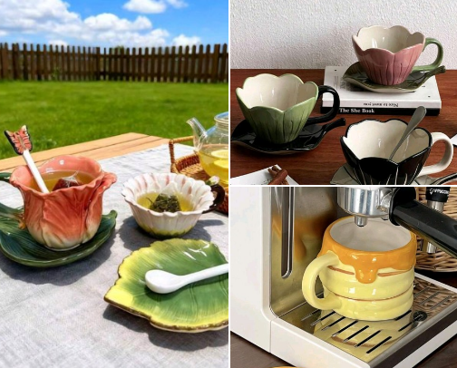 Cottagecore Mug Collection | Hand-painted Ceramic Tea & Mug Set cover photo collage