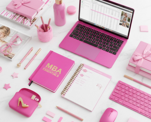 Study in Style: Pink & Barbie-Inspired MBA Essentials cover photo collage