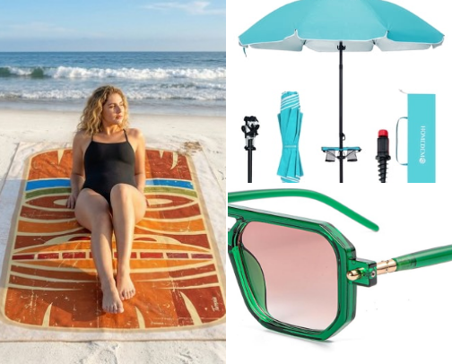 Beach items cover photo collage