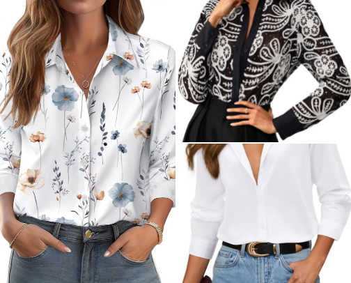 Women's Casual Work Shirts cover photo collage