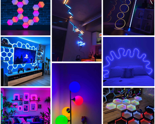 LED neon light decor cover photo collage