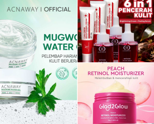makeup and skincare products cover photo collage