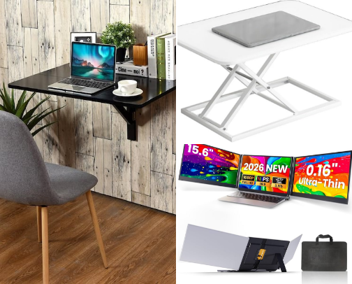 WFH Small Space Hacks & Compact Furniture to Maximize Tiny Offices cover photo collage
