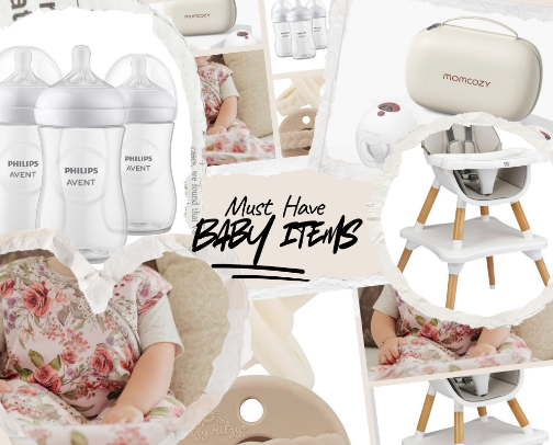 Baby Items I’d Cry Without (first time mom edition) cover photo collage