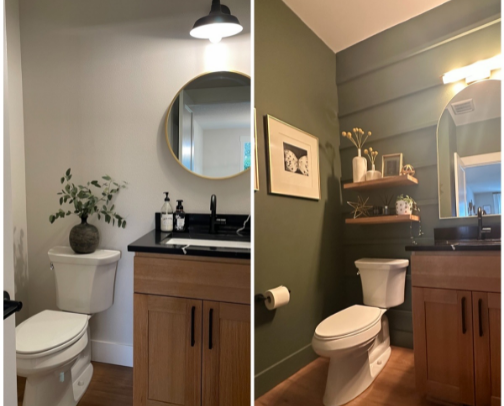 Dark & Earthy Powder Bath Redo cover photo collage