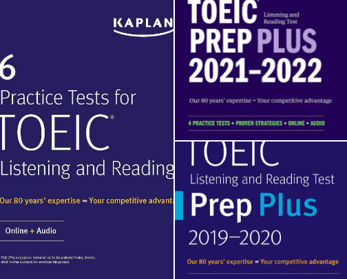Save & Read - Resources: 6 Practice Tests for TOEIC Listening and Reading: Online + Audio (Kaplan Test Prep) cover photo collage