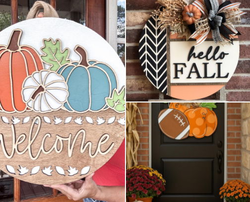 Year‑Round Interchangeable Front Door Hangers • Seasonal & Holiday Wooden Decor- ETSY cover photo collage