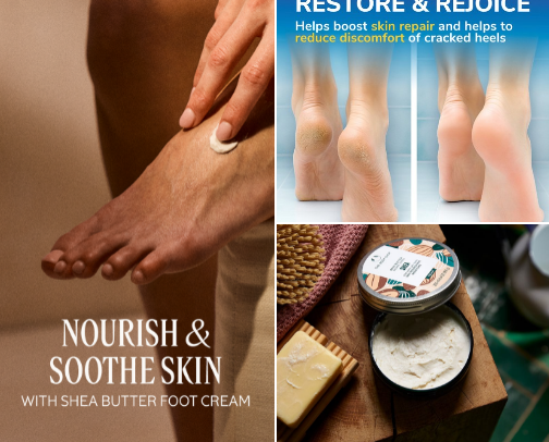 Mandatory product for moist skin and smooth, anti-chapped feet ✨ cover photo collage