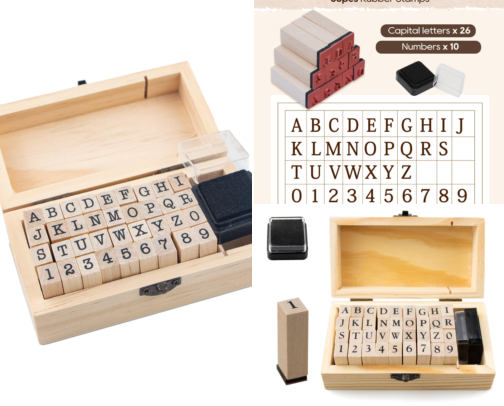 Read Now,Rubber Stamp Letters Numbers and Alphabets,"36 Pcs Small Wooden Rubber Stamps for Card Making, DIY Craft, Scrapbooking Supplies, etc. Set" cover photo collage