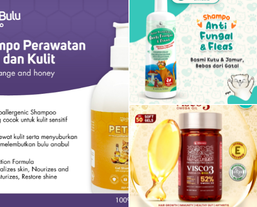 Shampoo & Vitamin kucing tetap Cantik cover photo collage