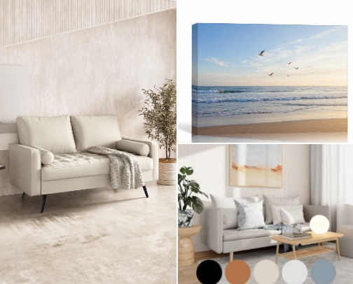 Breezy Beachy Boho Living Room | Designer look without the designer pricetag cover photo collage