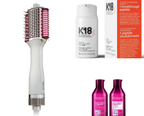 Hair styling products cover photo collage