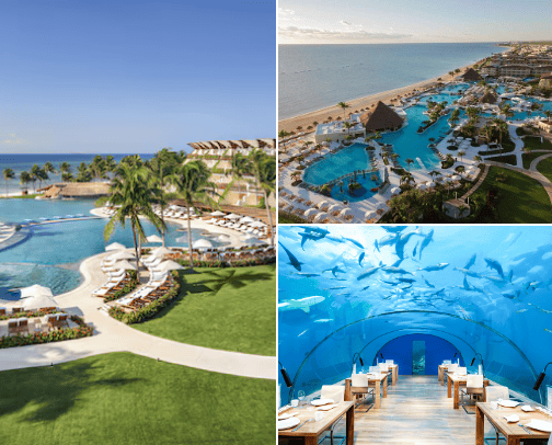 "Paradise Unveiled: 15 Luxurious All-Inclusive Resorts in Mexico for Unforgettable Family and Adult Escapes" cover photo collage