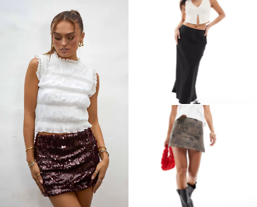 My top petite friendly skirts for going out to PARTY🪩 cover photo collage