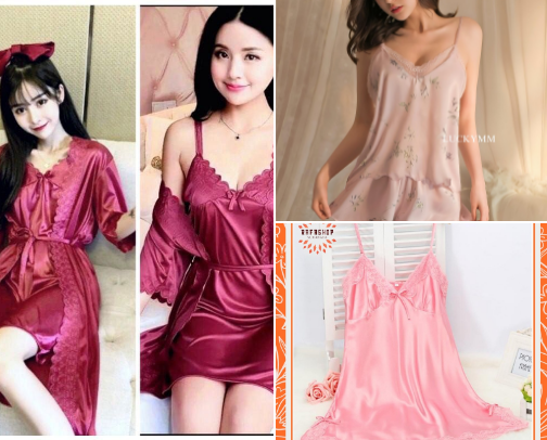 Women's nightwear with cool and soft material cover photo collage
