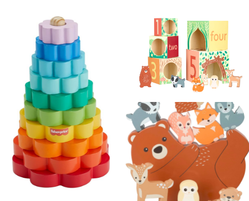 Stacking toys we play with daily🤍 cover photo collage