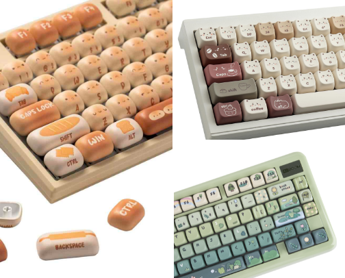⋆˚✿˖° Cutesy Keycaps ⋆.ೃ࿔*:･ cover photo collage