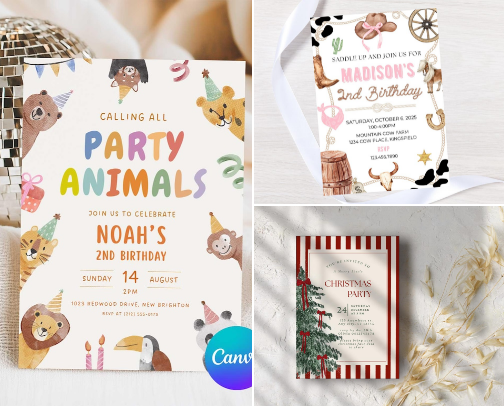 Cute Aesthetic Party Card cover photo collage