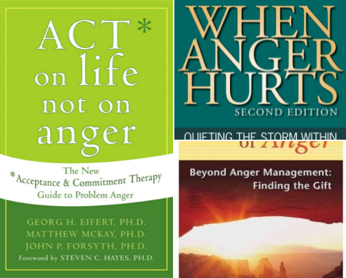 Psychology Books for Anger, Depression, Caregiving, and Relationships cover photo collage