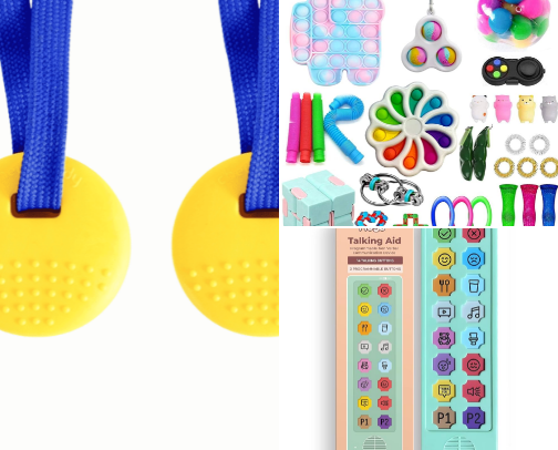 Sensory aids, reading helpers for kids that struggle and lots more. cover photo collage