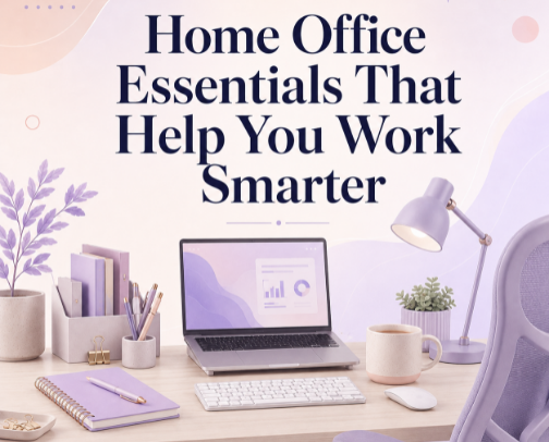 Home Office Essentials That Help You Work Smarter cover photo collage