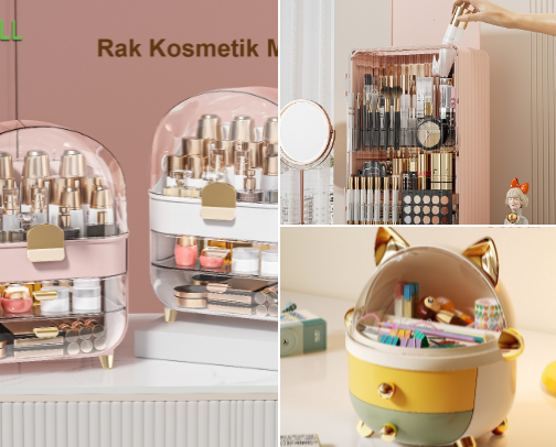 Cosmetic and makeup storage cover photo collage