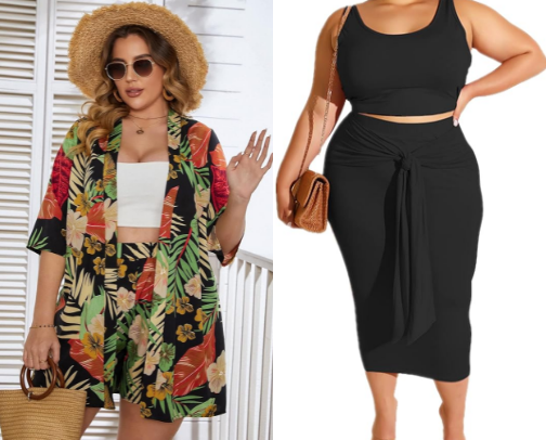 Plus size tops and shorts/pants ✨ cover photo collage