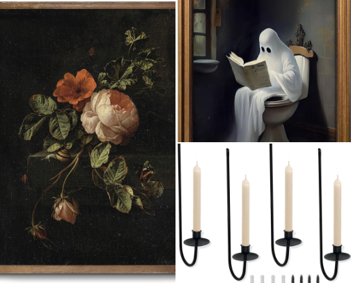 Dark moody bathroom cover photo collage