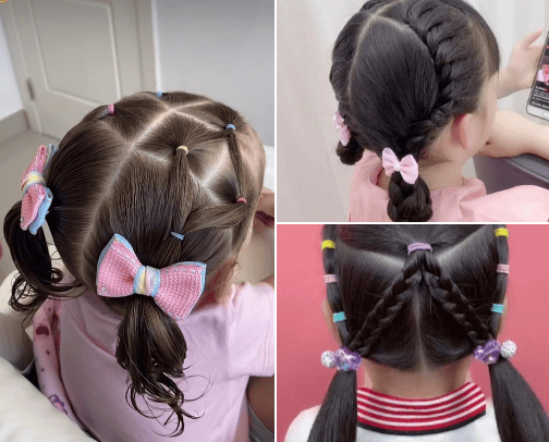 🦋 Hair stylish ideas for kids and hair accessory recommendation 👧🏻 cover photo collage