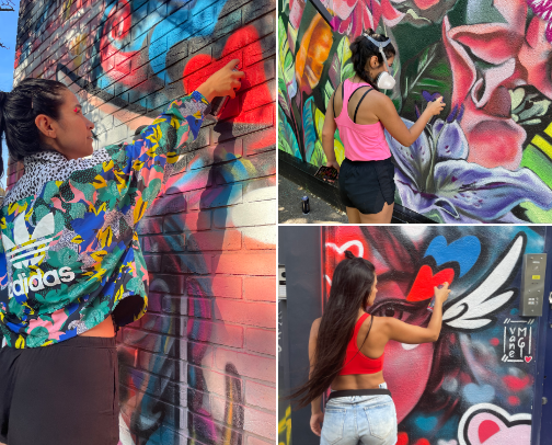 Me wearing sport brands painting streetart in the UK cover photo collage