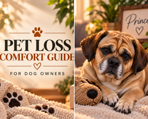 Pet Loss Comfort Guide for Dog Owners cover photo collage