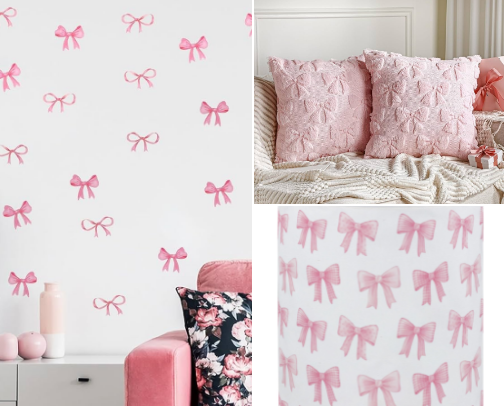 My daughters Cute pink and white bow bedroom decor! cover photo collage