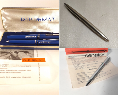 Ballpoint and ink vintage pens cover photo collage