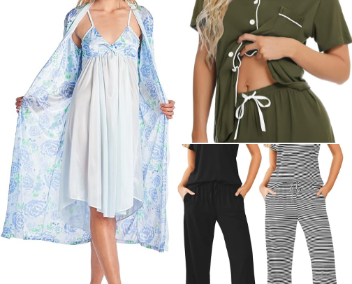Casual Style Pajama Nightgown cover photo collage