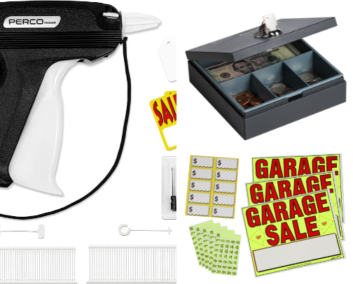 Must haves for a successful garage/yard sale! 💵🏷️ cover photo collage