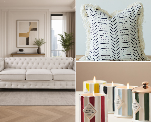 Living room essentials! cover photo collage