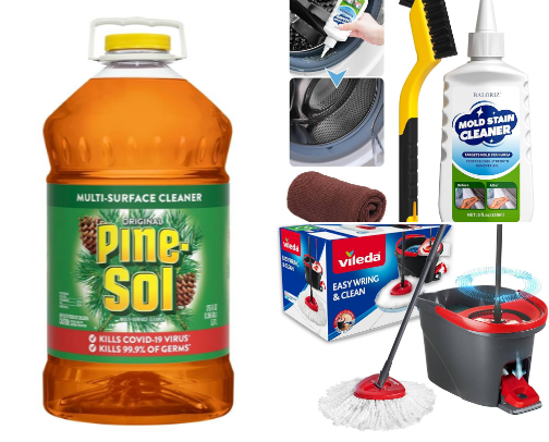 Cleaning agents cover photo collage