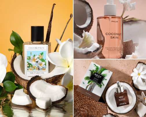 Coconut Perfumes, body mist and oils🥥👄 cover photo collage