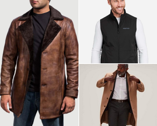Winter coats for men cover photo collage